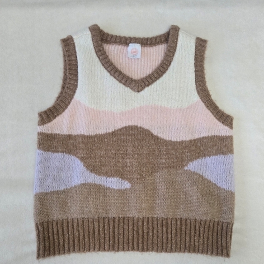 Wonder Nation Pink and Brown Knit Sweater Vest